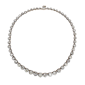 Antique Diamond and Silver Upon Gold Riviére Necklace, 40.00 Carats, Circa 1880