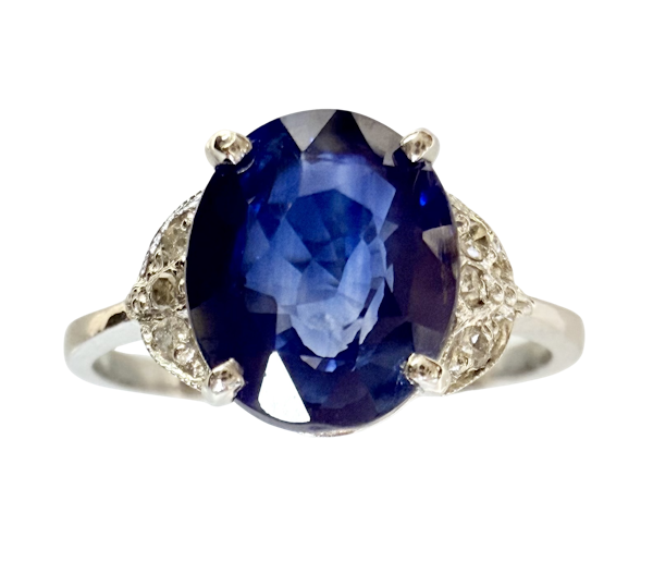 Platinum, 3.00ct Natural Blue Sapphire & Diamond Ring - image 11