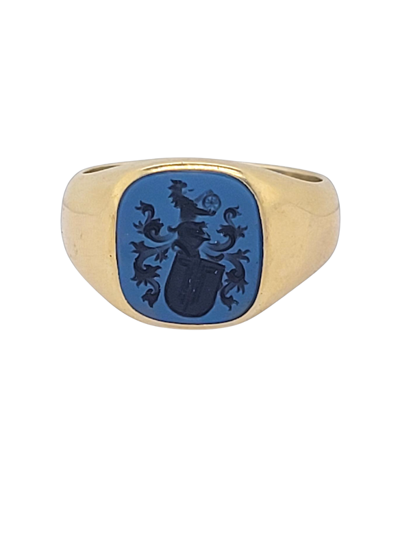 Banded agate intaglio signet ring SKU: 8266 DBGEMS - image 1