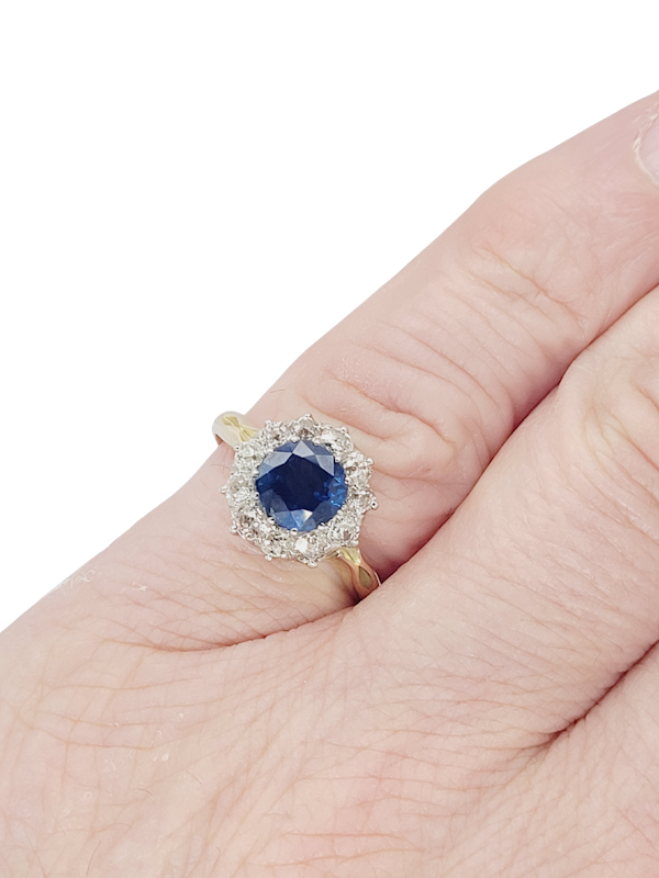 Antique sapphire and diamond cluster engagement ring SKU: 8259 DBGEMS - image 1