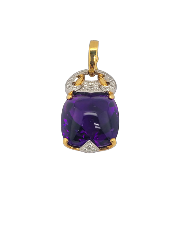 Juicy sugarloaf amethyst and diamond pendant SKU: 8252 DBGEMS - image 1