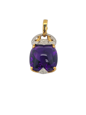 Juicy sugarloaf amethyst and diamond pendant SKU: 8252 DBGEMS