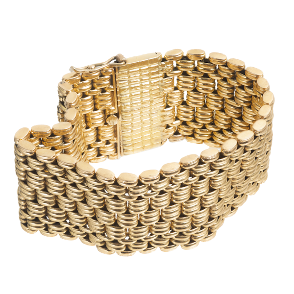 Wide Link 18ct Gold Bracelet | Italy c1960s - image 1