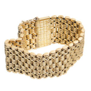 Wide Link 18ct Gold Bracelet | Italy c1960s