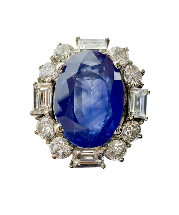 4.86ct Natural Blue Sapphire & 2.00ct Diamond Ring - image 1