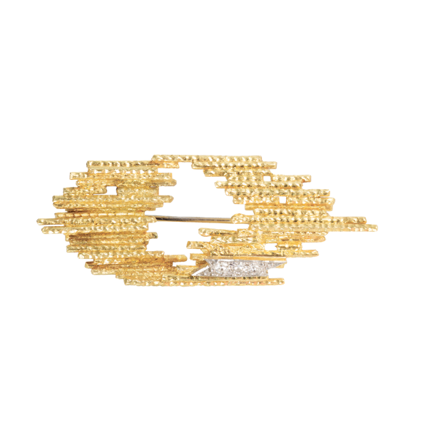 18ct Gold & Diamond Brooch | Signed Andrew Grima | English c1970s - image 1
