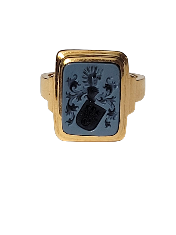 Banded agate seal engraved signet ring SKU: 8290 DBGEMS - image 1
