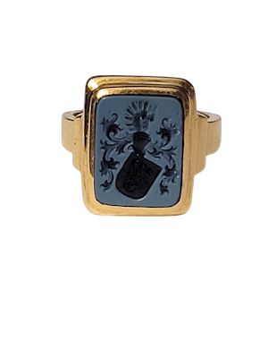 Banded agate seal engraved signet ring SKU: 8290 DBGEMS