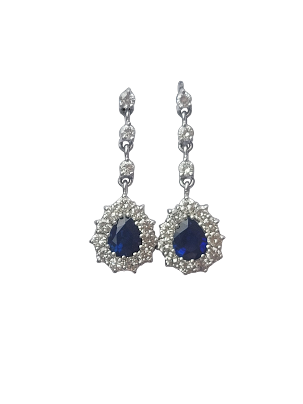 Sapphire and diamond cluster drop earrings SKU: 8286 DBGEMS - image 1