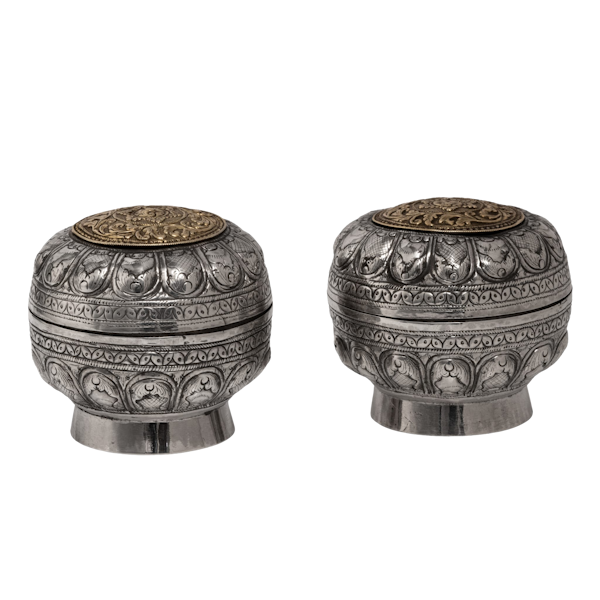 Two Straits Chinese Betel-nut or sireh containers, Solid Silver, 19th century - image 1