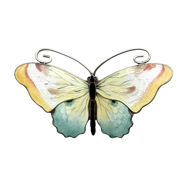 Silver & Enamel Butterfly Brooch | Signed Olav F Hjortdahl | Norwegian - image 1