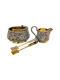 Antique Russian silver gilt cloisonné and shaded enamel sugar basket and creamer and sugar tong by Nikolai Zverev, Moscow c.1910 by - image 1