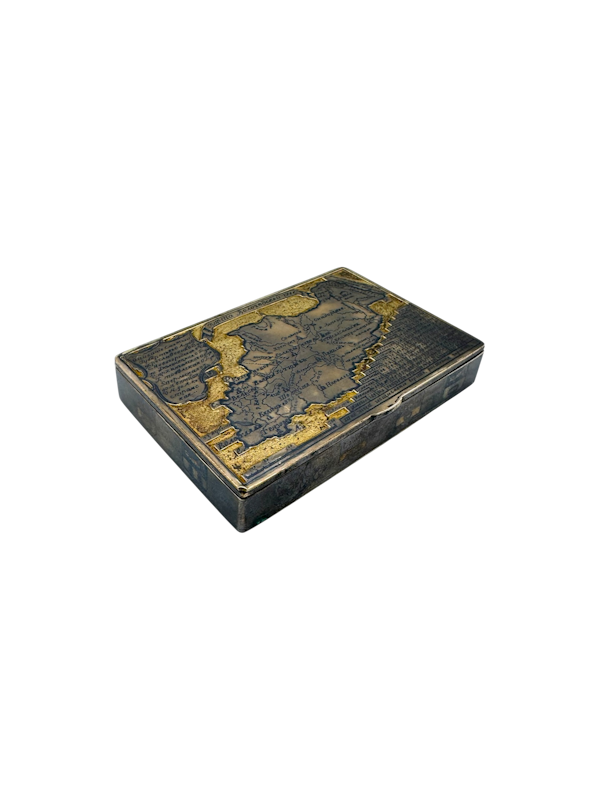 Russian silver gilt and niello map snuff box, Vologda, 1838. - image 1