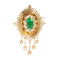 Etruscan Revival Emerald & Diamond Pendant Brooch | 18ct Gold | Victorian c.1850s - image 1