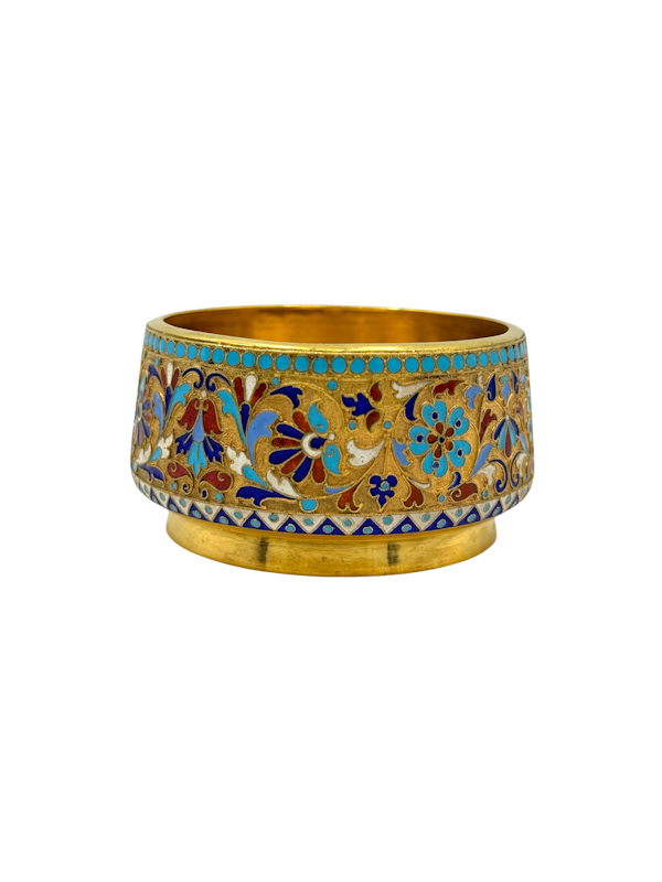 Russian silver gilt and cloisonné enamel salt, Moscow, 1900s. - image 1