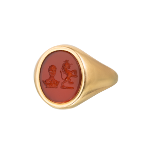 18ct Gold Carnelian Signet Ring | English c.1963
