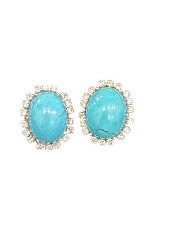 Beautiful Natural Turquoise and diamond earrings - image 1