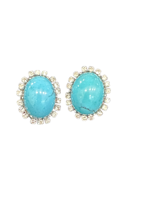 Beautiful Natural Turquoise and diamond earrings