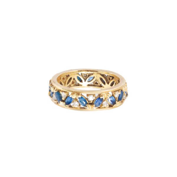 Sapphire and Diamond Eternity Ring | 18ct Gold | English 1991 - image 1