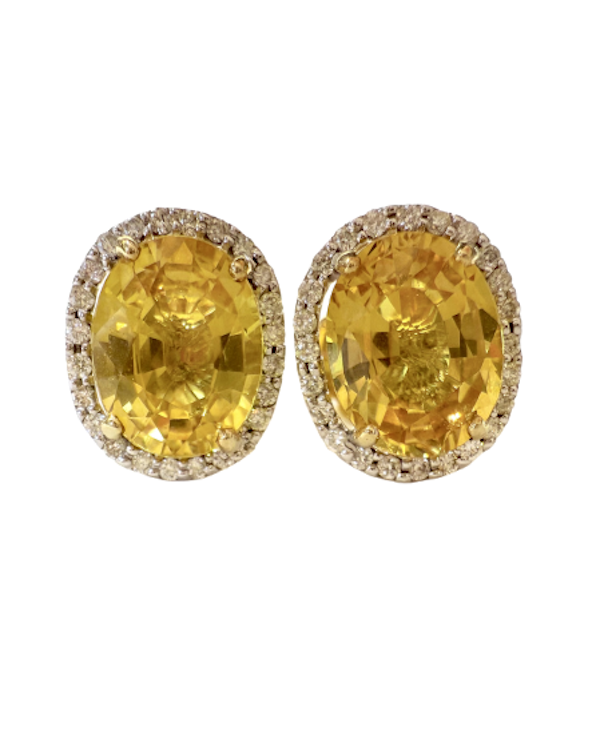 7.16ct Yellow Sapphire & 0.36ct Diamond Earrings - image 8