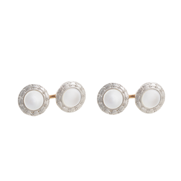 Mother of Pearl Cufflinks | 14ct Rose Gold & Platinum | c.1920s - image 1