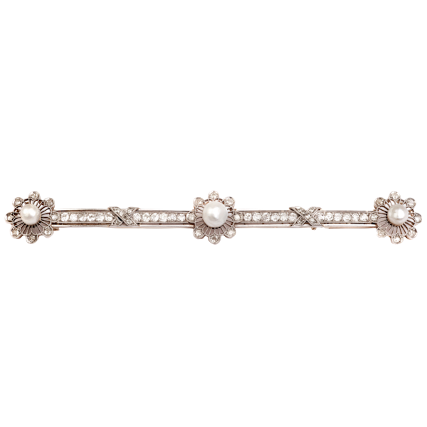 French Belle Époque & Diamond Platinum Bar Brooch | c.1900 - image 1