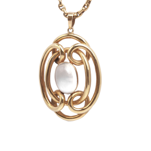 Art Nouveau 15ct Gold Moonstone Pendant Necklace | c.1910