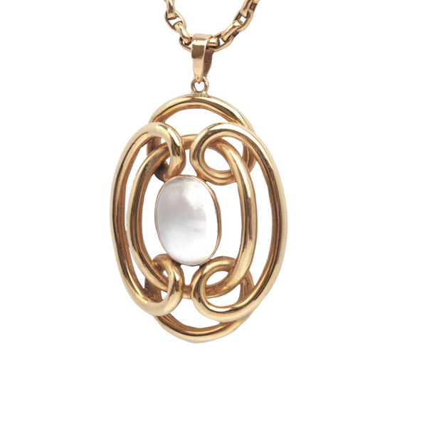 Art Nouveau 15ct Gold Moonstone Pendant Necklace | c.1910 - image 1