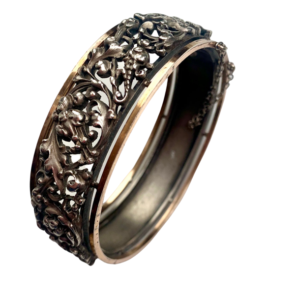 French Art Nouveau Silver & Silver Gilt Pierced Foliate Bangle | c.1890s - image 1
