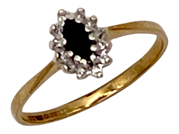 9 ct. sapphire and diamond vintage cluster ring - image 1