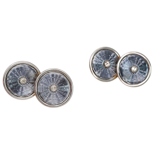 Art Deco Grey Enamel, Diamond, Platinum and Gold Cufflinks, Circa 1930
