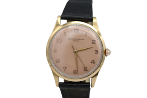 Baume and Mercier Vintage 18ct Gold Pink Dial Fully Serviced Upon Sale