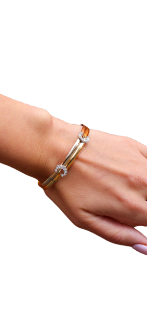 Cartier Diamond Two Tone Gold Bracelet at Deco&Vintage Ltd