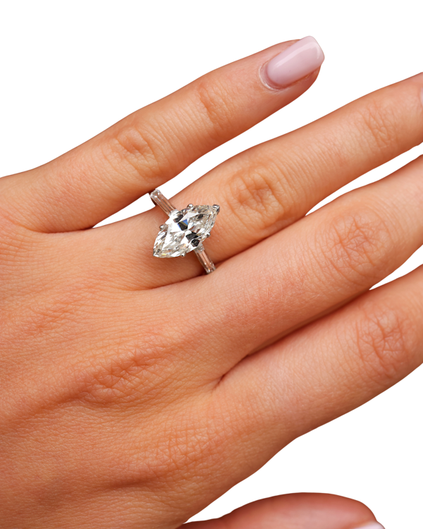 Sophisticated art deco style marquise engagement ring - image 4