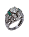 Bold& stunning art deco diamond& emerald ring - image 1