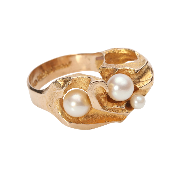 Bjorn Weckstrom gold & pearl ring "Dew Drops" - image 1