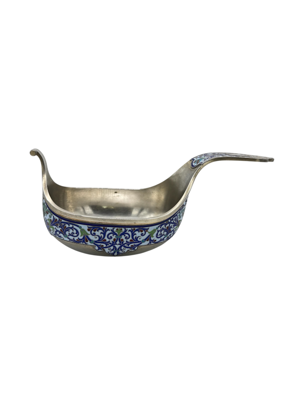 Russian silver and cloisonné enamel kovsh, St Petersburg, c.1880s by Grachev. - image 1