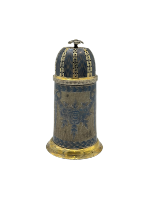 18th century Russian silver niello sugar caster, Vologda, 1793.