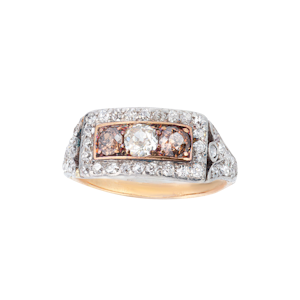 Cognac & Old Cut Diamond Ring | Edwardian c.1910