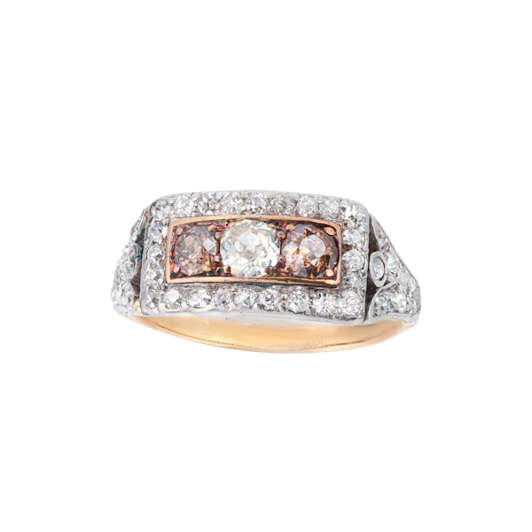 Cognac & Old Cut Diamond Ring | Edwardian c.1910 - image 1