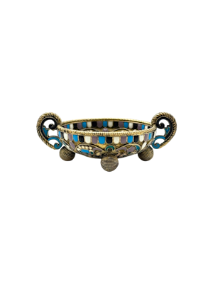 Russian silver gilt and cloisonné enamel salt, Moscow, c.1910 by Pavel Ovchinnikov.