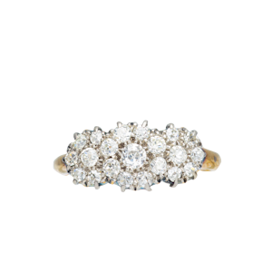 Triple Diamond Cluster Ring in 18ct Gold | Edwardian c.1910s