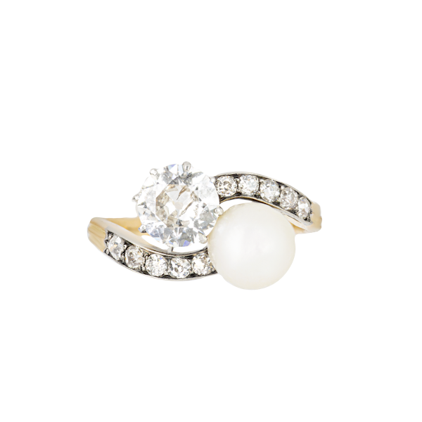 Pearl & Diamond Toi et Moi 18ct Gold Ring | c.1930 - image 1