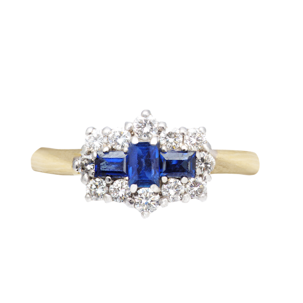 Vintage Sapphire & Diamond Cluster Ring | 18ct Gold c.1990 - image 1