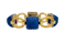 Vintage Carved Lapis Lazuli & 18ct Hammered Gold Bracelet - image 1