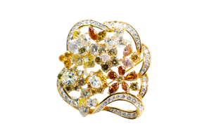 18ct Gold Multi-Coloured Natural Fancy Diamond Pendant/Brooch