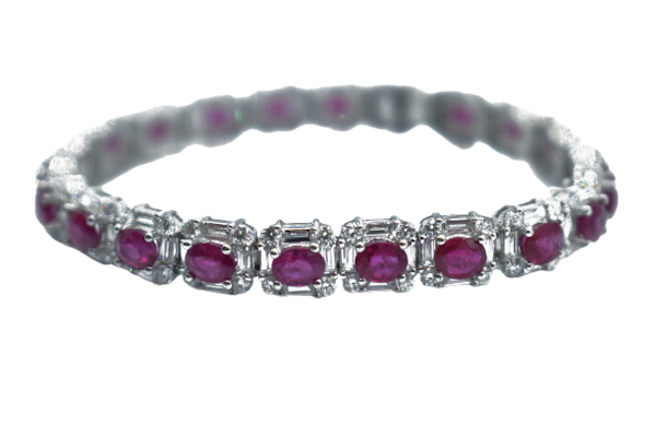 18ct Gold Burma Ruby & Diamond Bracelet - image 1