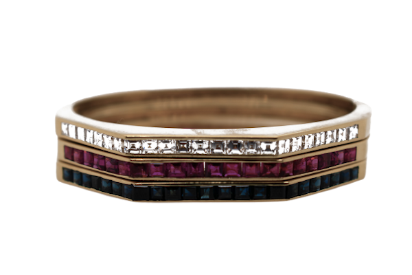 Set of Three 18ct Gold Gemstone Bracelets - image 1