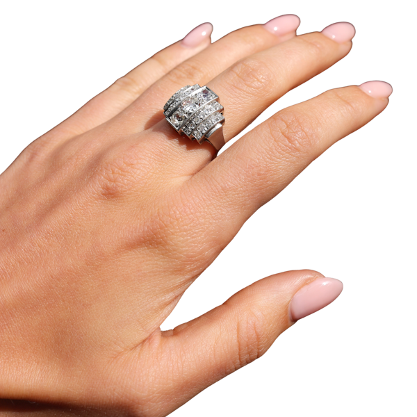 Lovely Art Deco French diamond platinum ring at Deco&Vintage Ltd - image 1