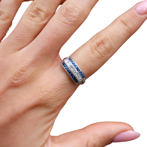 Vintage Sapphire Diamond Platinum Ring at Deco&Vintage Ltd